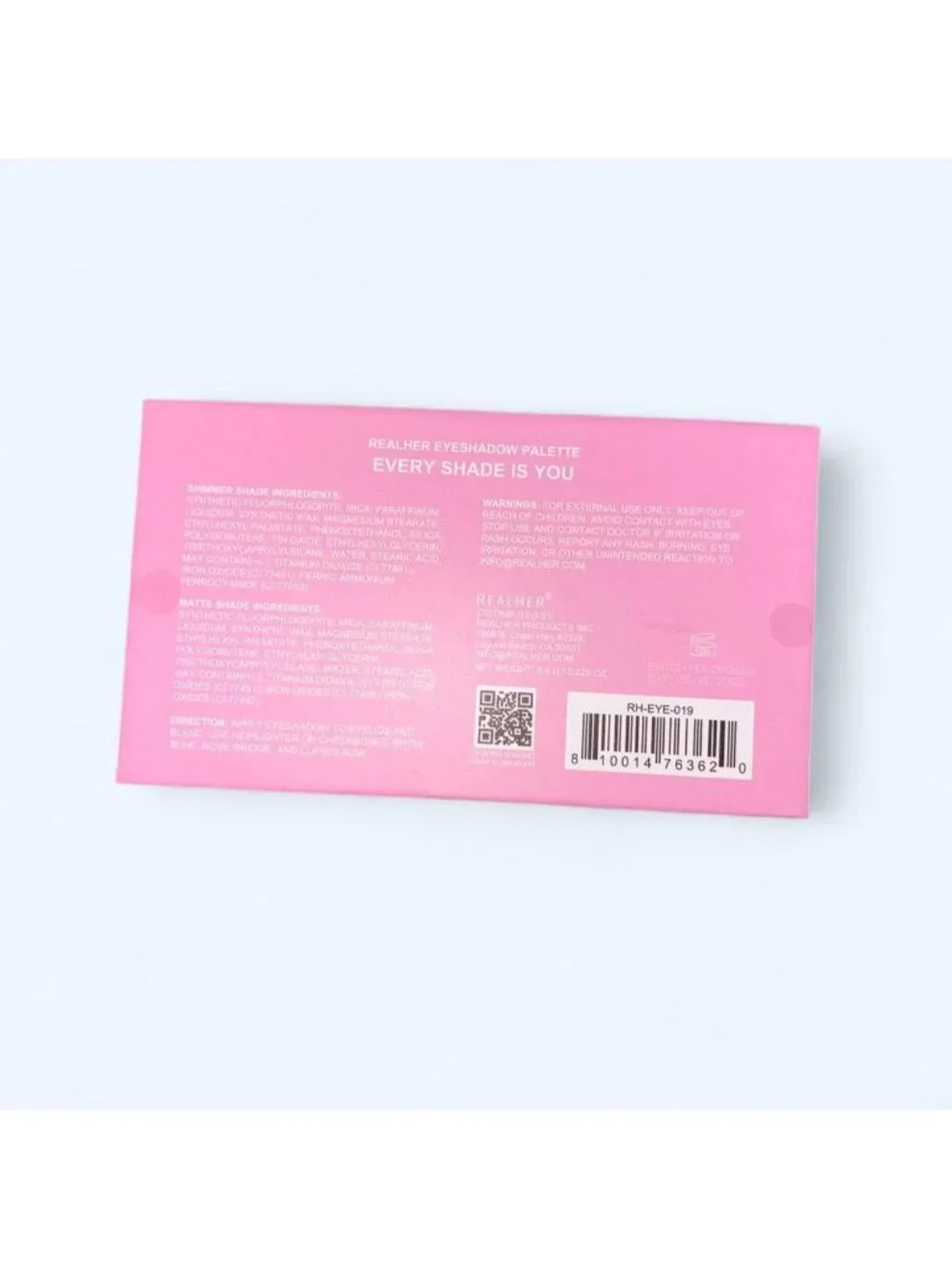 Realher Every Shade Is You Eyeshadow Palette with pink and white wavy stripes